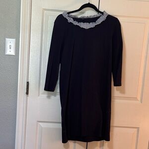 Talbots Navy Dress with Striped Collar